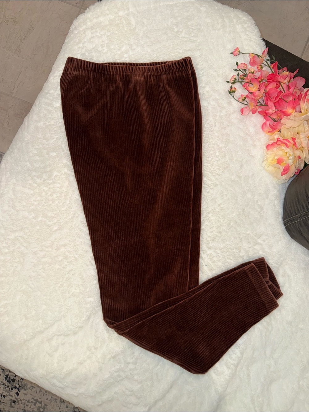 Lauren Ralph Lauren Girls' Brown Corduroy Pull-On Leggings Size S